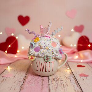 "Sweet" Faux Whipped Cream Mug Decoration |  Tiered Tray Decor